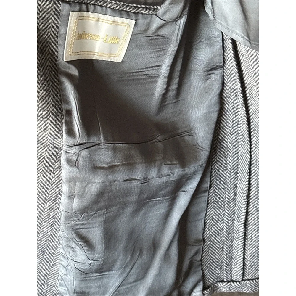 Anderson Little Mens Grey Herringbone Blazer Sport Coat Two Woven Buttons Jacket